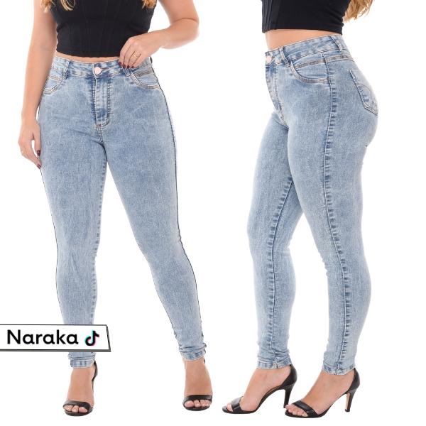 Calça Jeans Feminina Cintura Alta Skinny Levanta Bumbum
