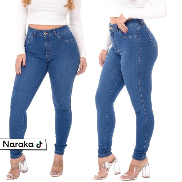Calça Jeans Feminina Cintura Alta Skinny Levanta Bumbum