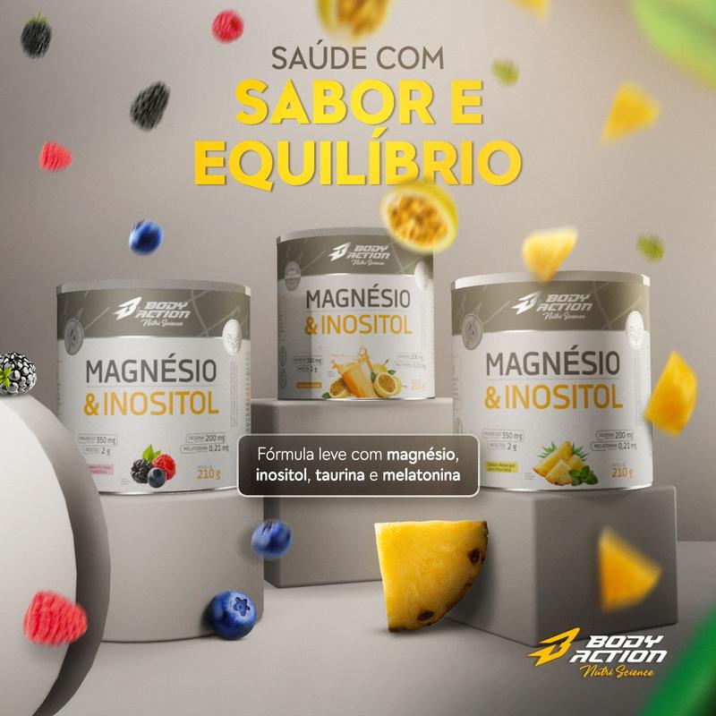 Magnésio & Inositol Bodyaction - Contém Melatonina Lata 210mg