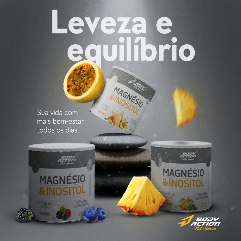 Magnésio & Inositol Bodyaction - Contém Melatonina Lata 210mg