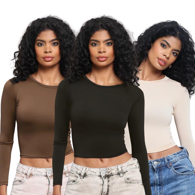 Kit com 3 - Blusa Feminina de Manga Longa